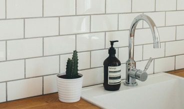 beautiful subway tile behind sink